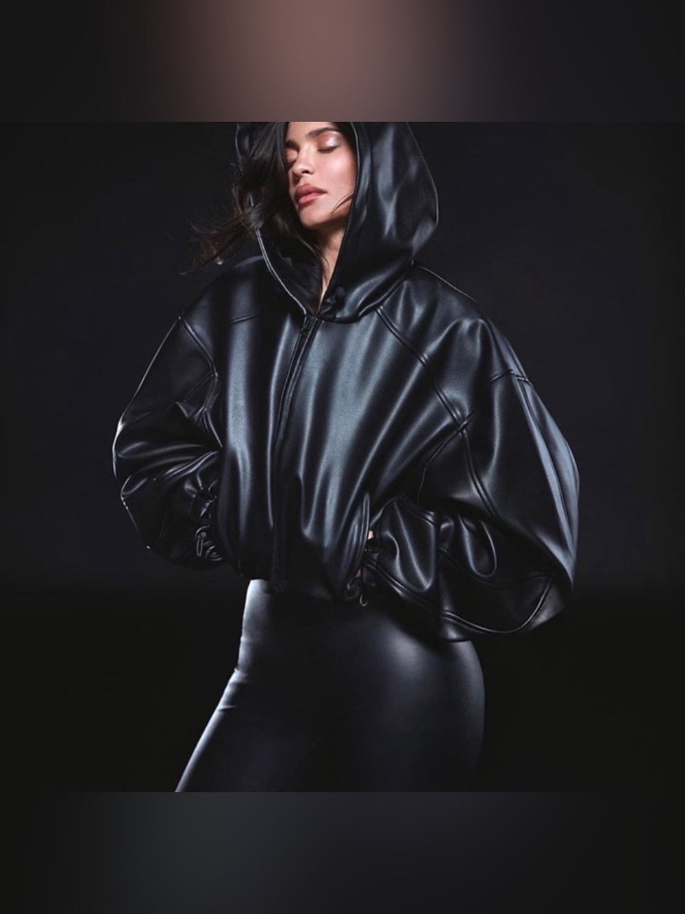 NWT Khy Faux Leather Cropped Hooded Jacket